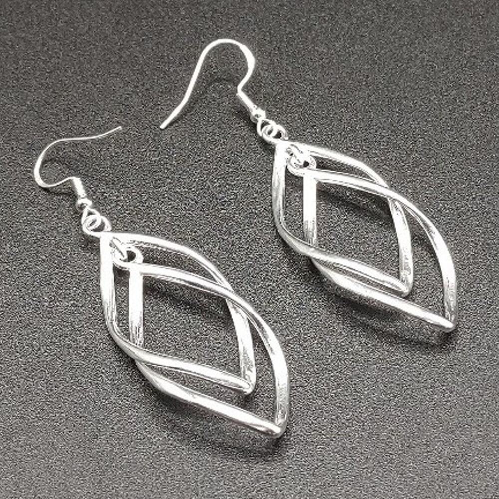 925 Silver Earrings Layered Twisted Hoop Retro Vintage Anniversary Birthday Gift